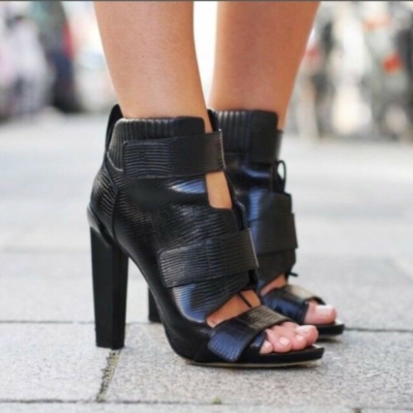 Alexander Wang Noemi Combat Bootie Open-Toed Black - Picture 1 of 8